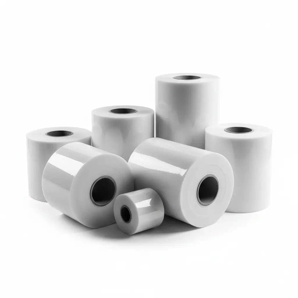 Průmyslové role plastové fólie – pevné a pružné obaly určené pro strojní i ruční balení výrobků.